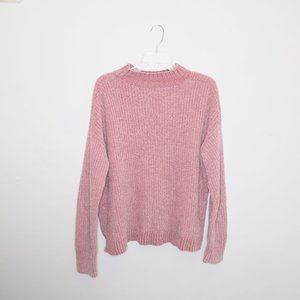 Time and Tru Pink Soft Ribbed Velvet Sweater Comfy